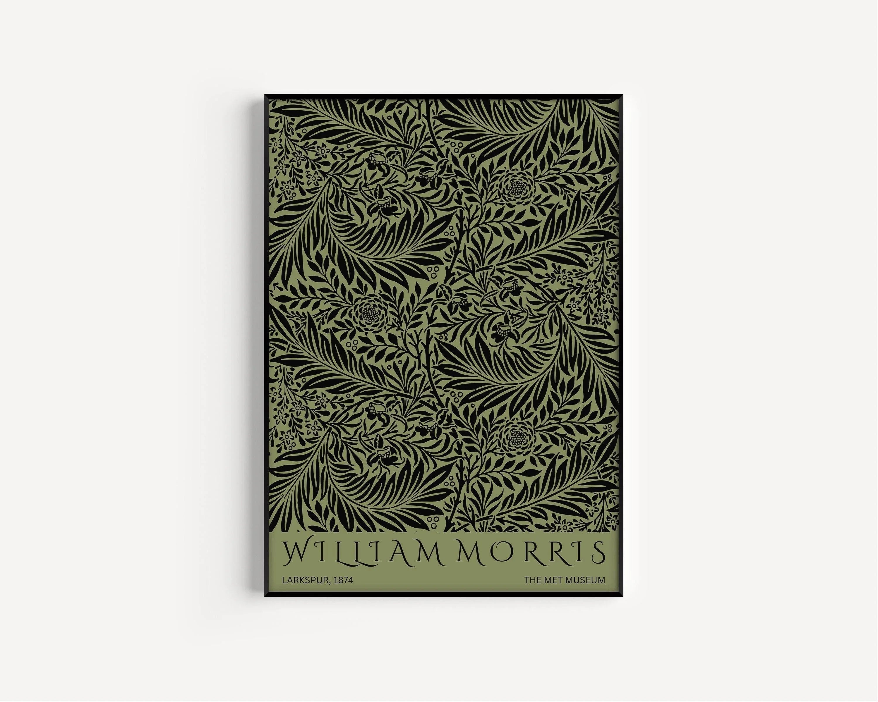 William Morris - Larkspur Green PRINT | Vintage Botanical Pattern Poster (available handframed or unframed) - 9ArtPrints