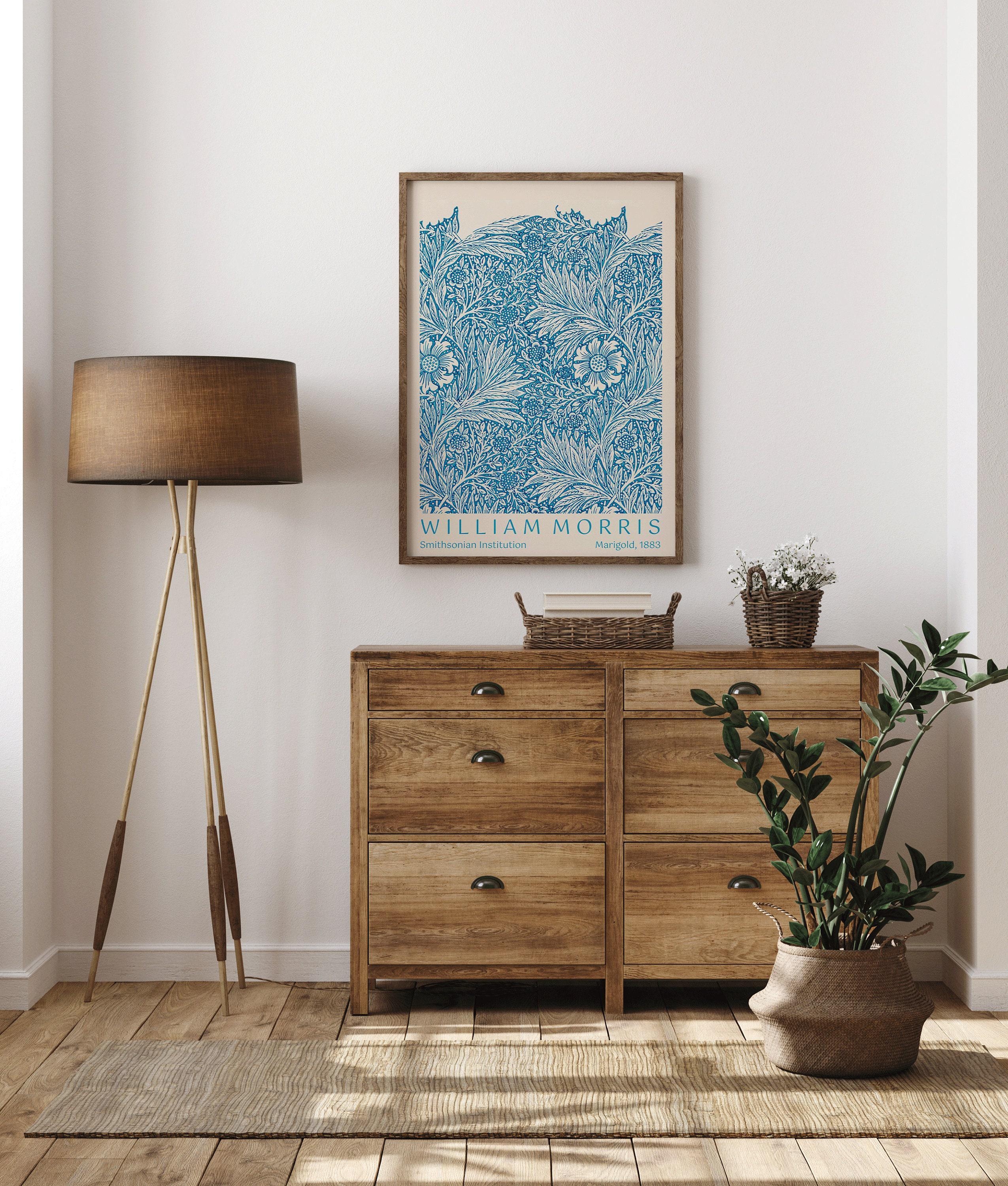 William Morris - Marigold Blue PREMIUM GICLÉE PRINT | Vintage Botanical Pattern Poster (available handframed or unframed) - 9ArtPrints
