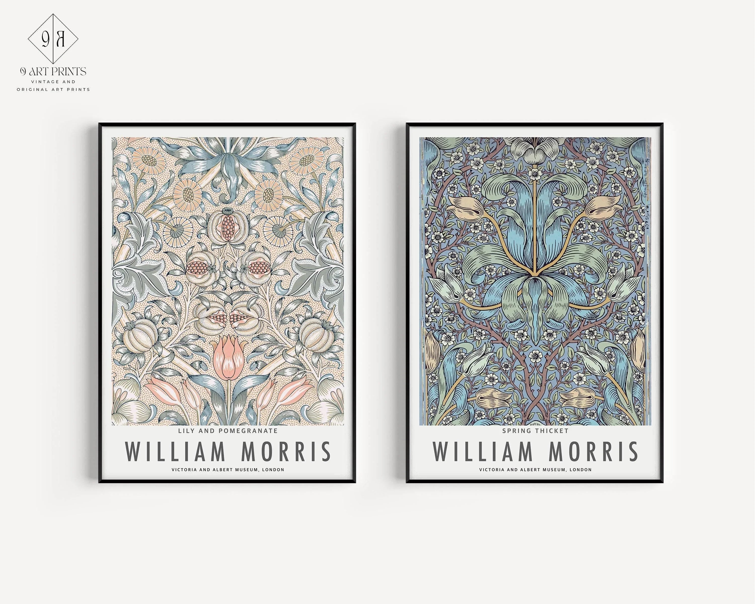 William Morris Prints: Botanical Art, Spring Thicket & Lily (Framed) - 9ArtPrints