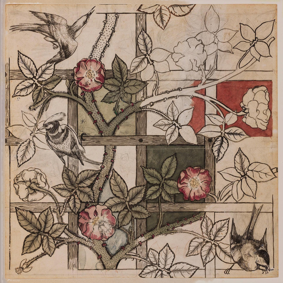 William Morris Trellis Print: Vintage Botanical Floral Art - 9ArtPrints