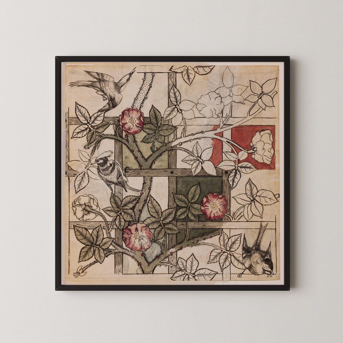 William Morris Trellis Print: Vintage Botanical Floral Art - 9ArtPrints
