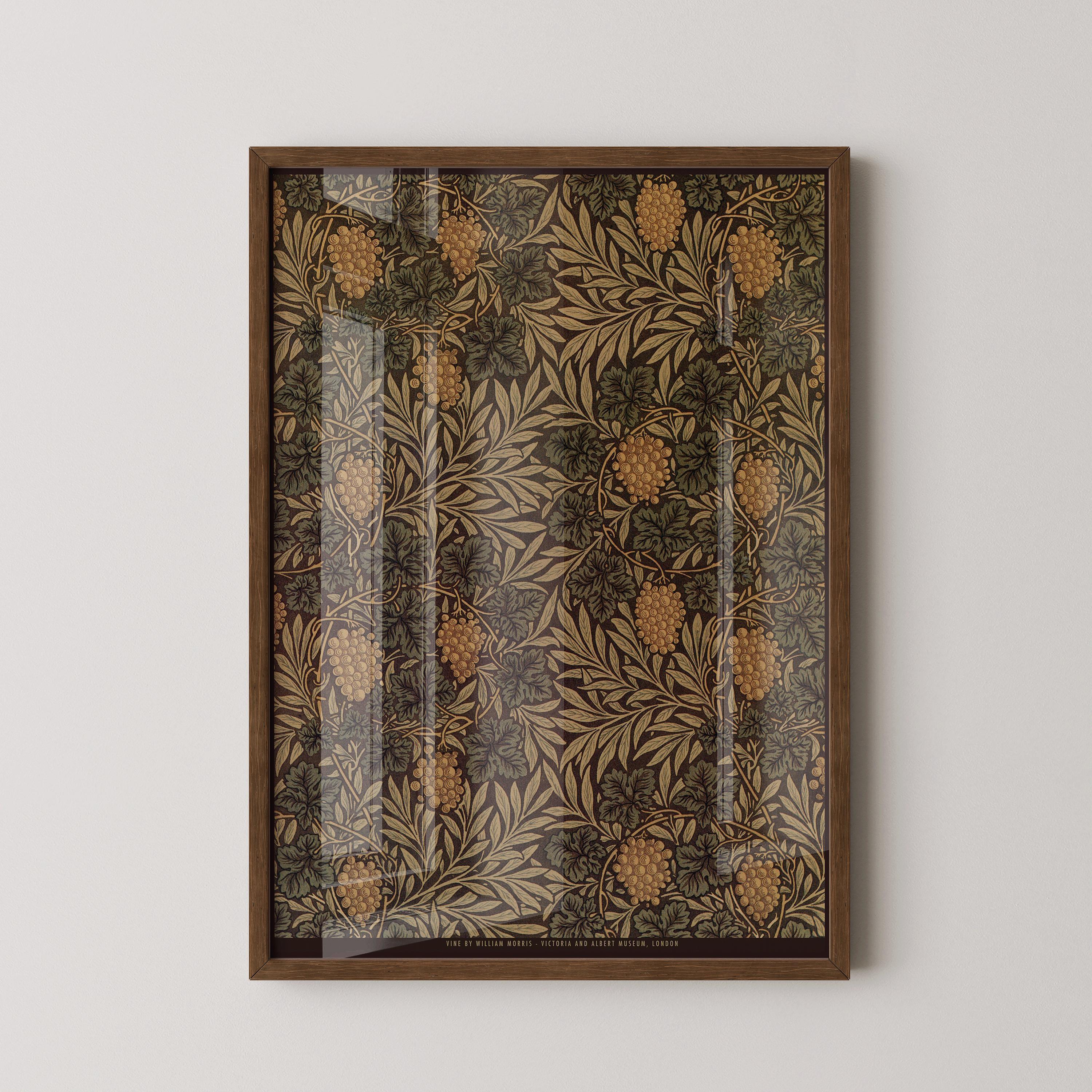 William Morris - Vine PREMIUM GICLÉE PRINT | Vintage Botanical Pattern in Brown (available handframed or unframed) - 9ArtPrints