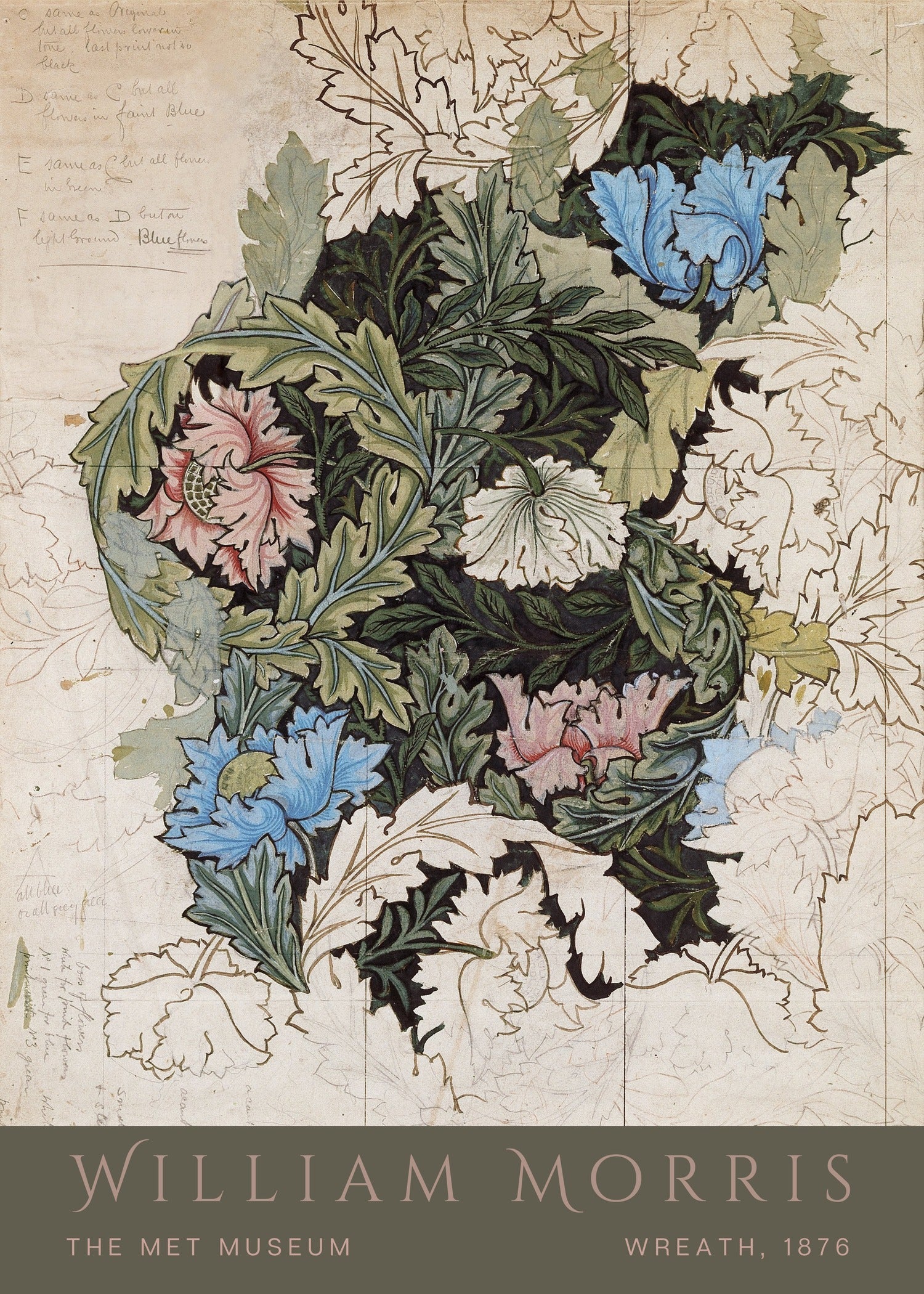 William Morris — Wreath | Botanical Art Print - 9ArtPrints