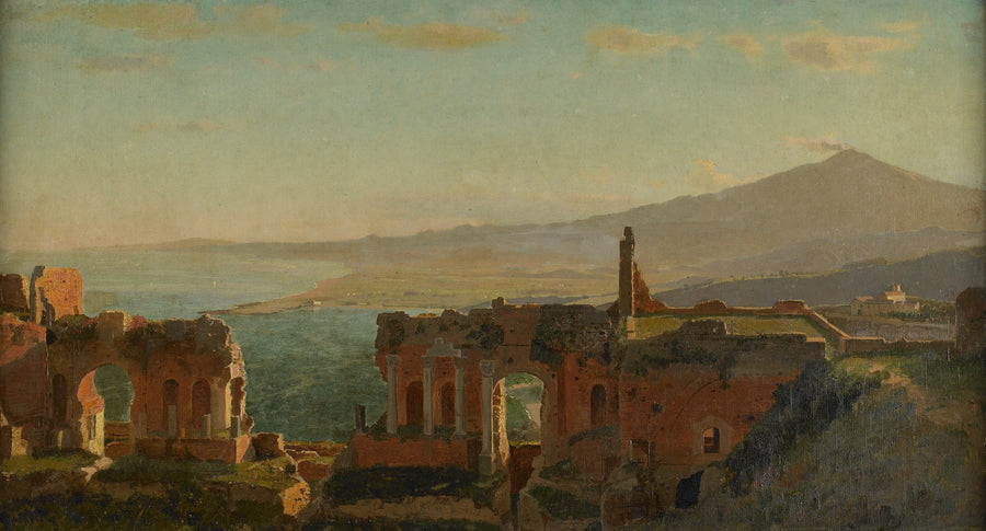 William Stanley Haseltine — Mt. Aetna | Landscape Fine Art Print shown to scale on a wall above a sofa