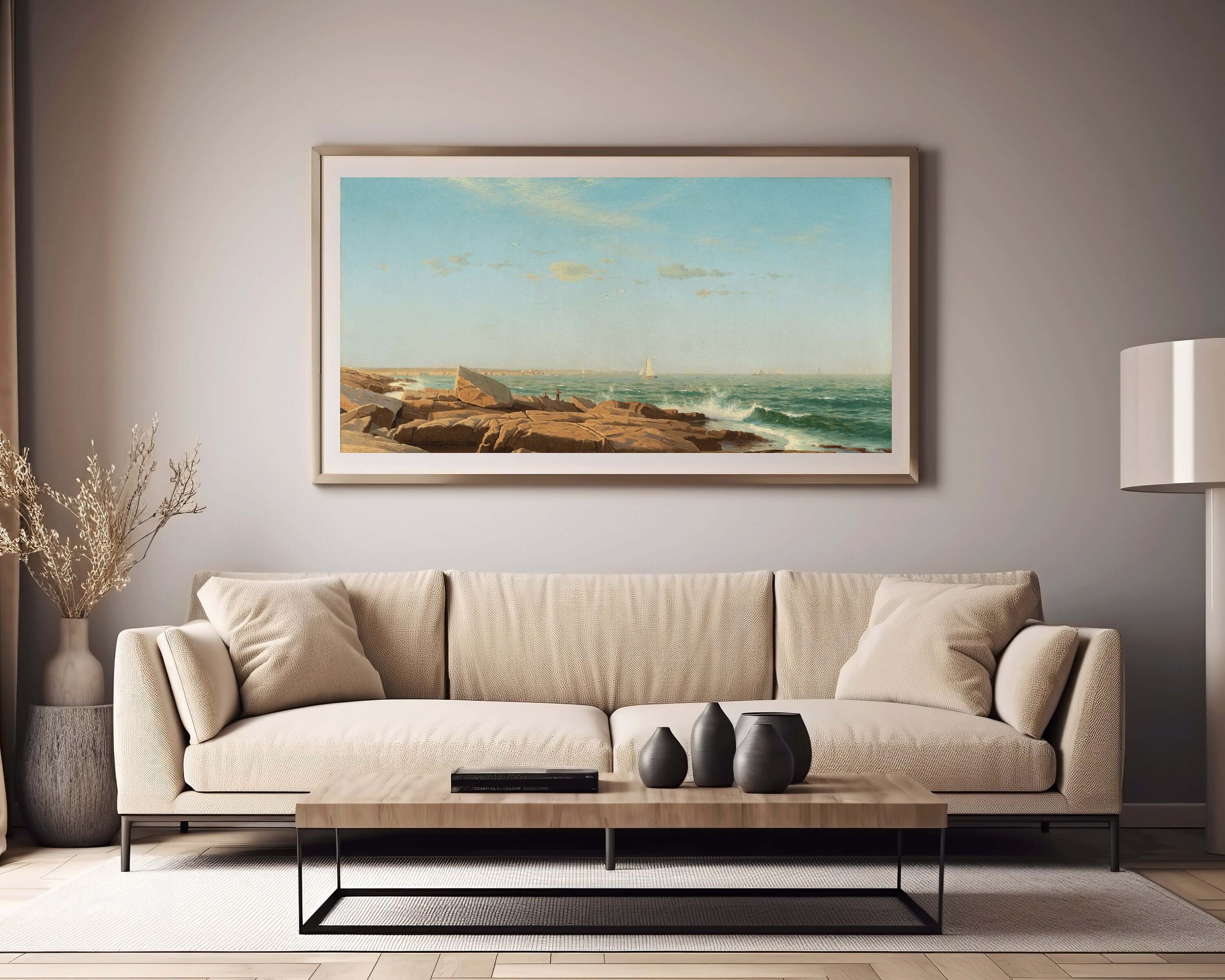 William Stanley Haseltine - Narragansett Bay | Wide Panoramic Seascape Art (available framed or unframed) - 9ArtPrints