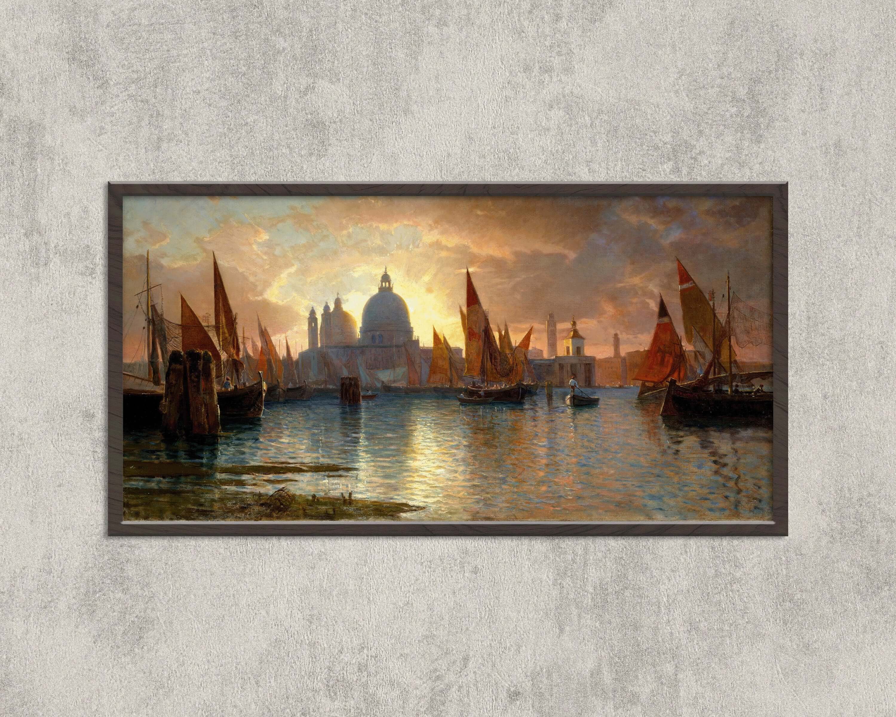 William Stanley Haseltine - Santa Maria della Salute, Sunset | Wide Panoramic Seascape Art (available framed or unframed) - 9ArtPrints