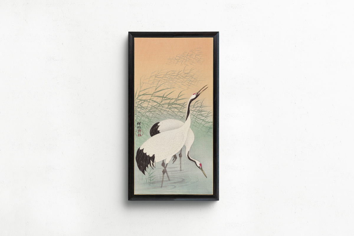 Ohara Koson — Two Cranes (Among the Reeds) | Japanese Bird & Flower Woodblock Print