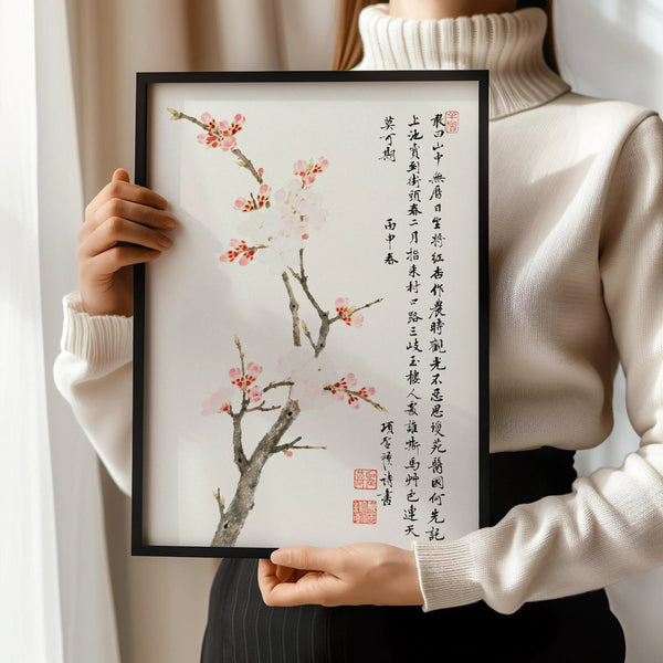 Xiang Shengmo - Cherry Blossoms with Poem | Vintage Chinese Art (available handframed or unframed)